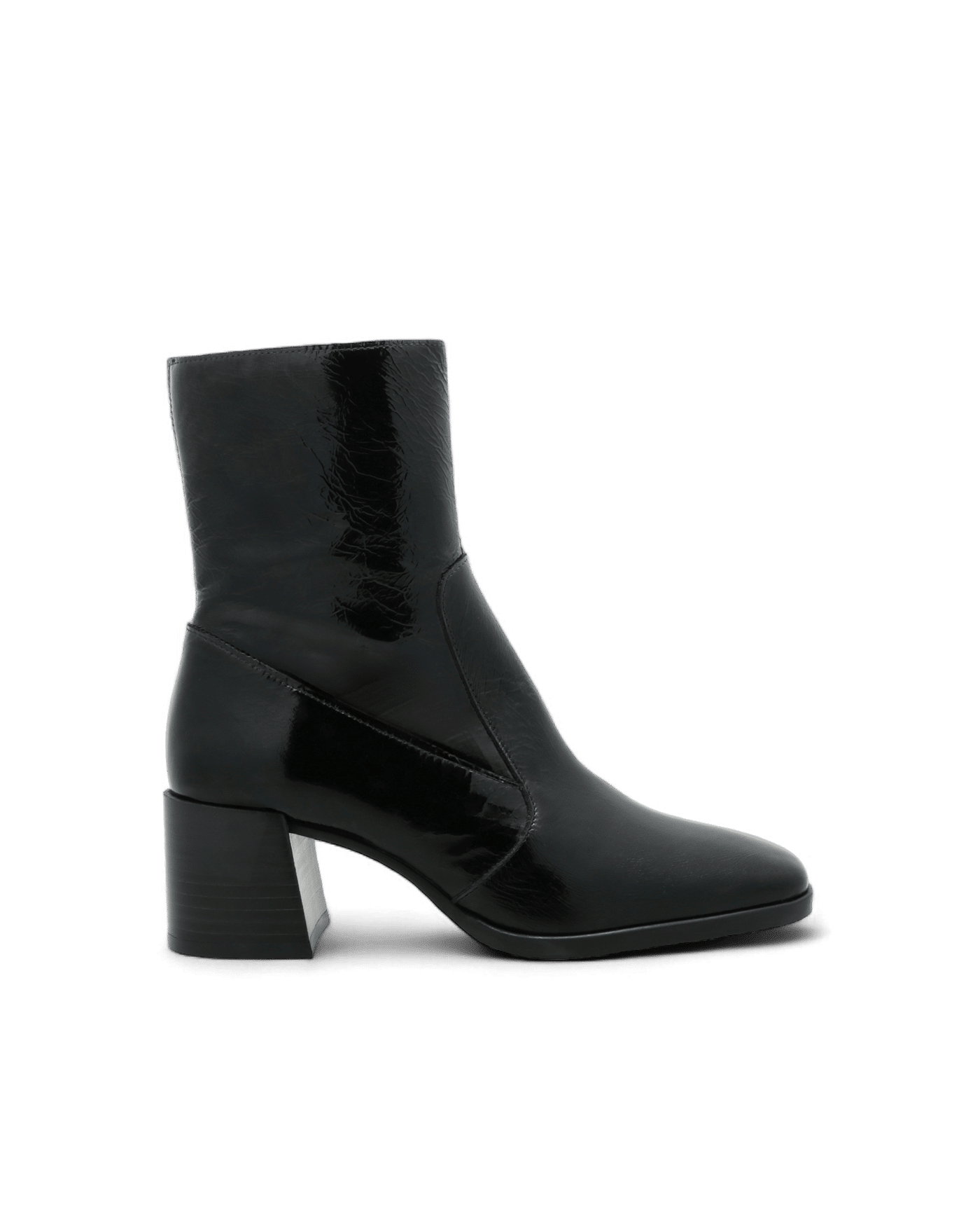 Bottines à talons et bouts carrés noires vernis Heidi Adige