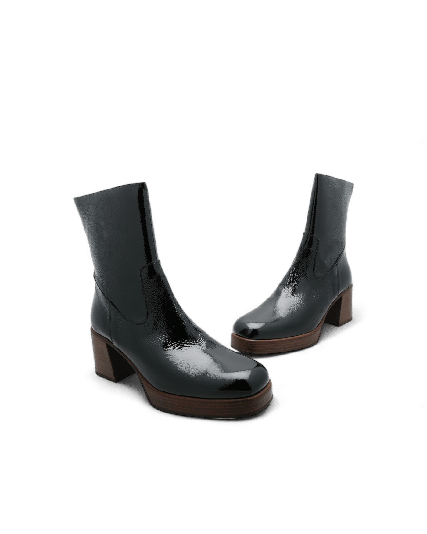 Bottines talons carrés noires vernies Peggy Adige